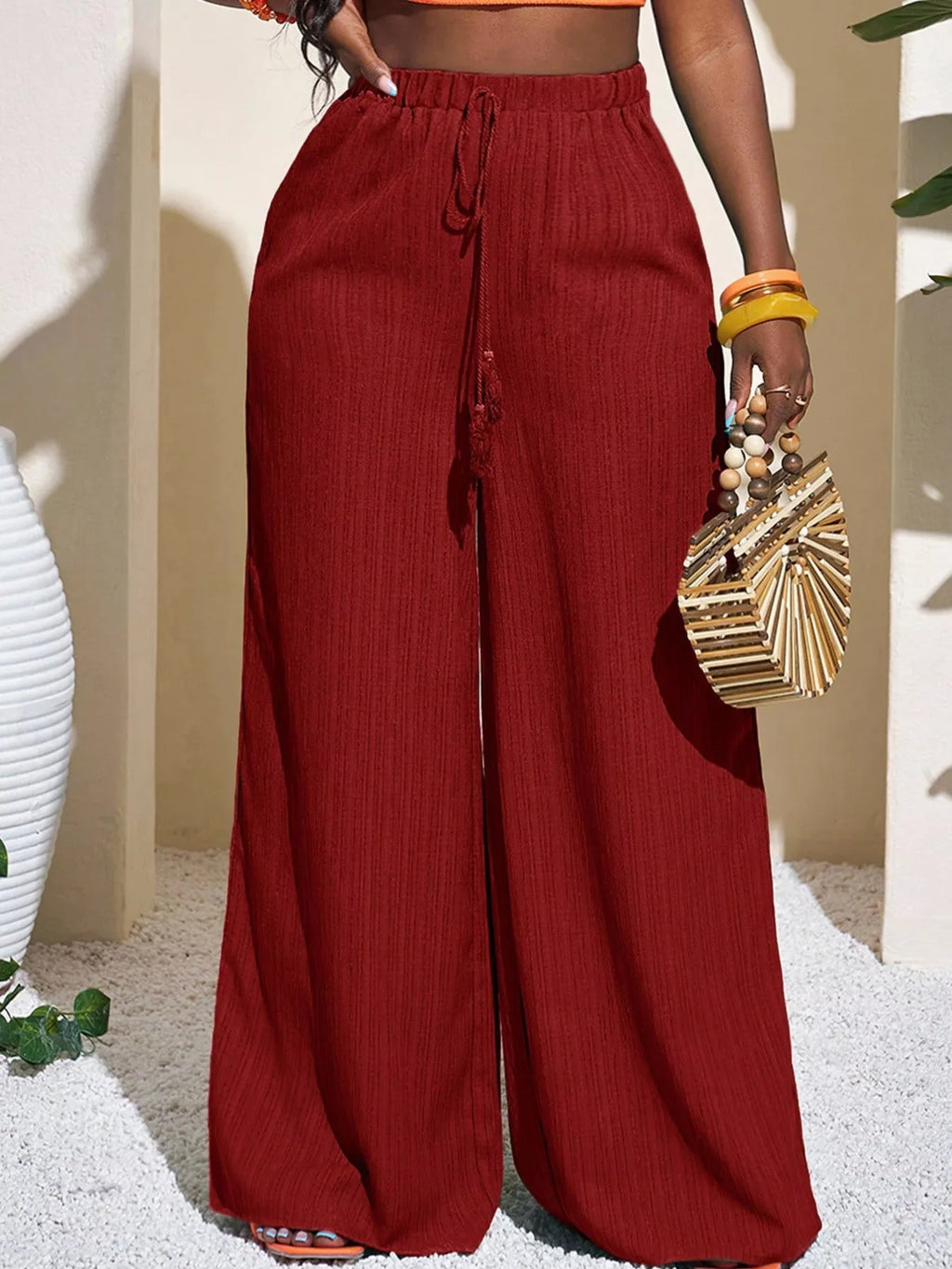 Wide-Leg Pants with Drawstring