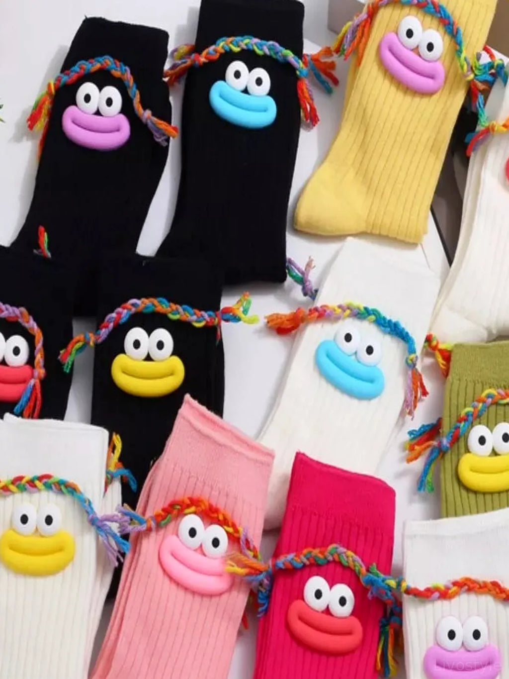 Cartoon Ribbed Knit Crew Socks
