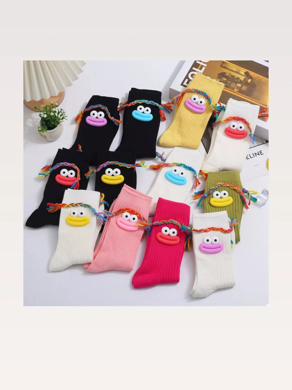 Cartoon Ribbed Knit Crew Socks