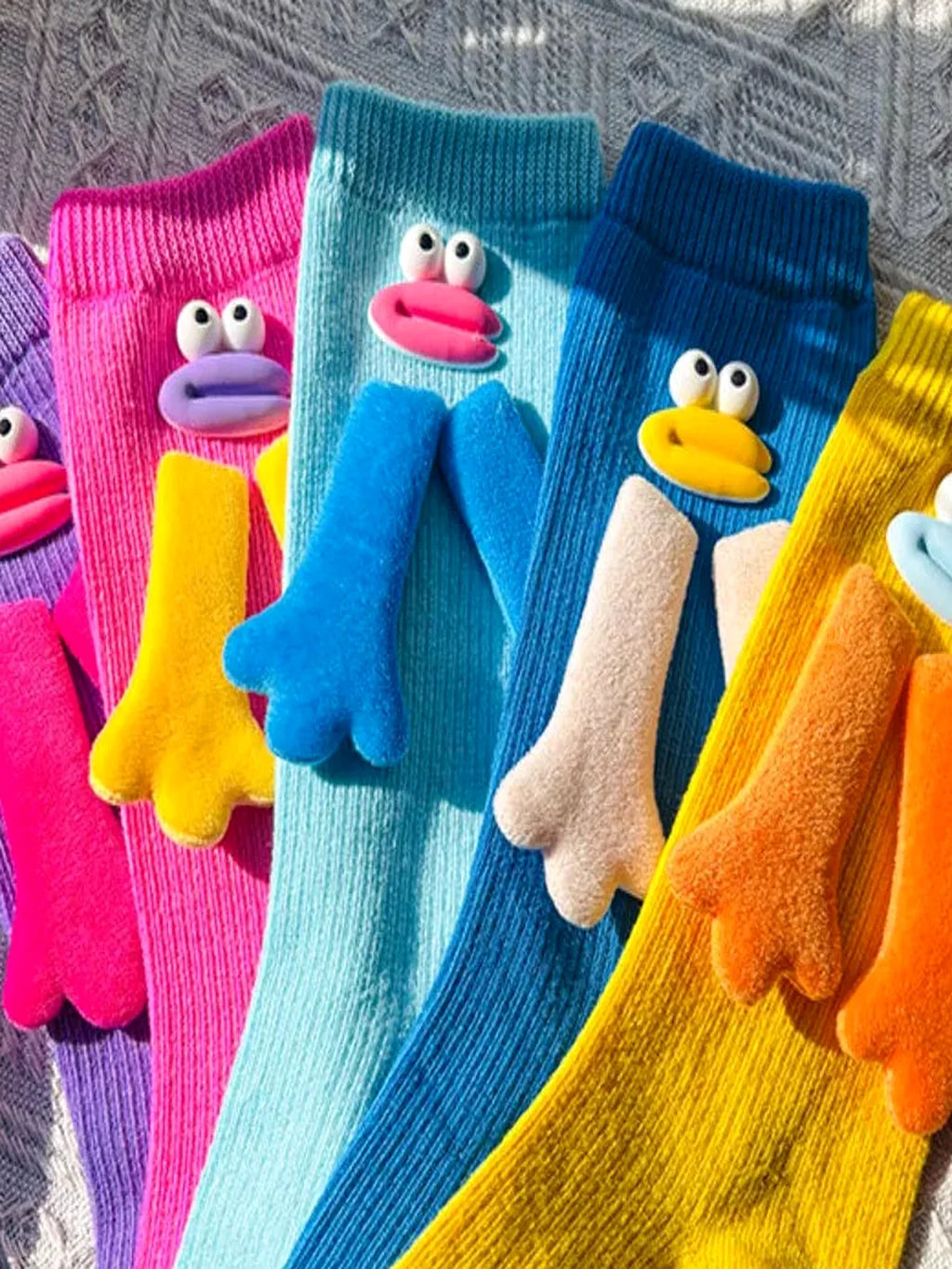 Cartoon Ribbed Knit Crew Socks