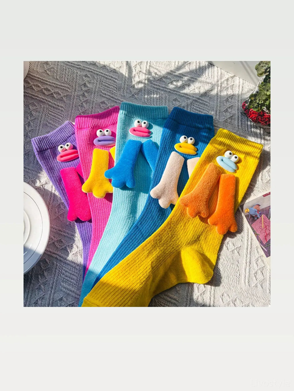 Cartoon Ribbed Knit Crew Socks