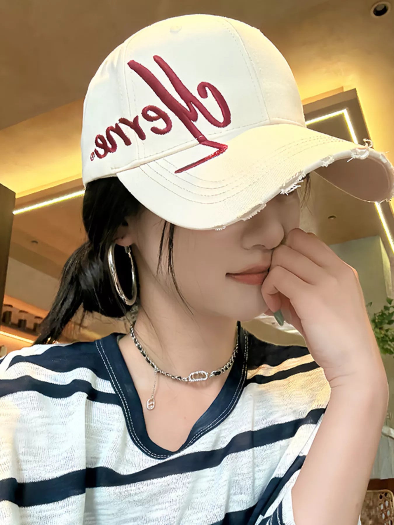 Embroidered Distressed Baseball Cap