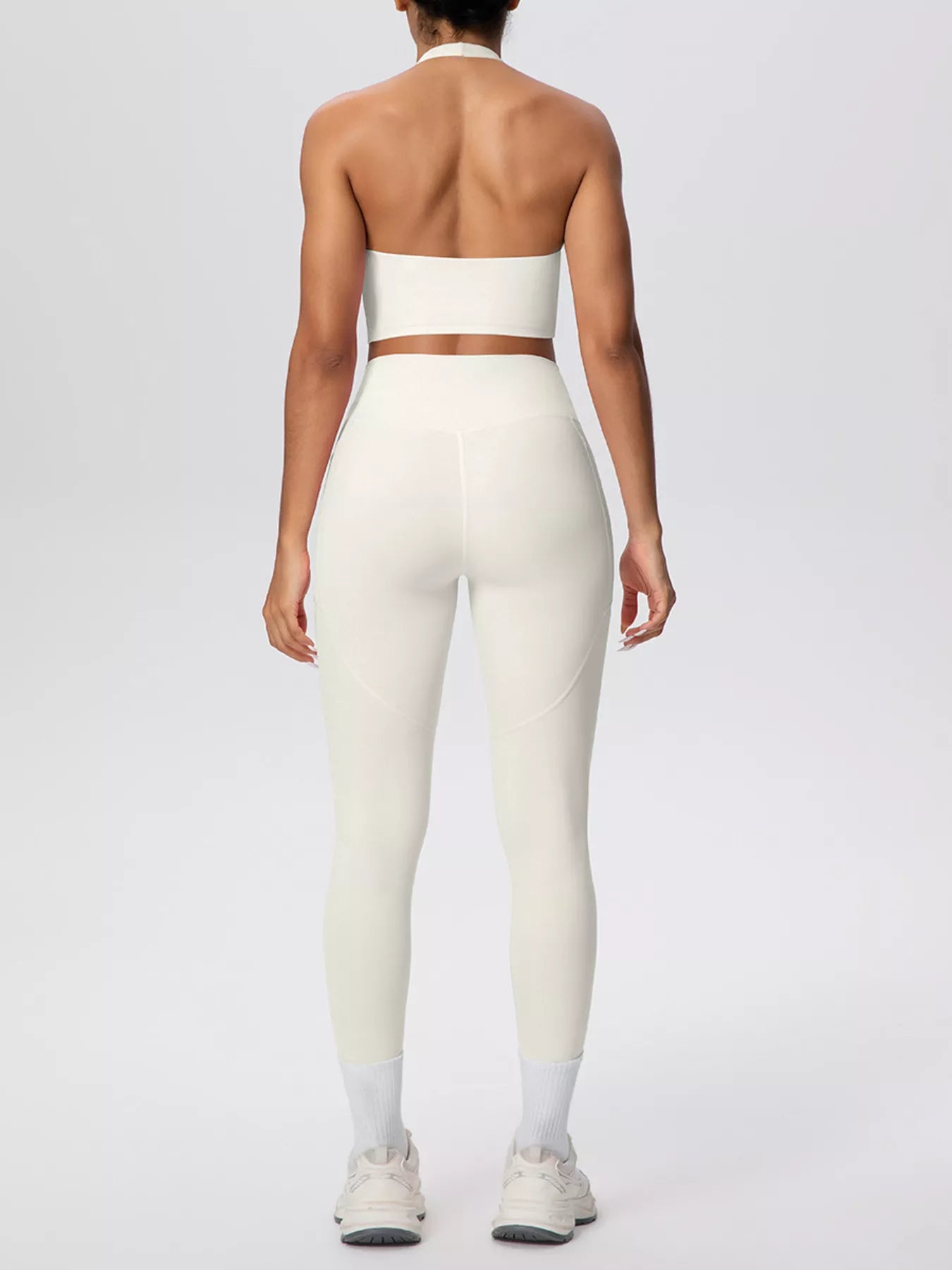 Halter Neck Crop Top and High-Waisted Leggings Active Set