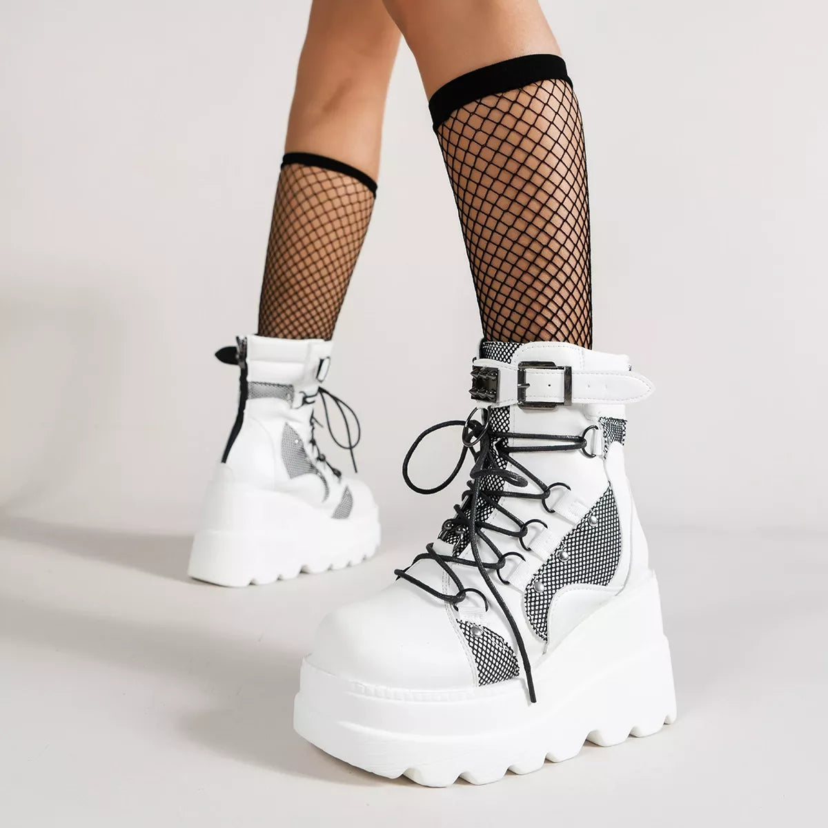 Lace Up Platform Wedge Boots