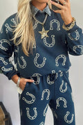 Lucky Horseshoe Print Sweatshirt and Pants Set