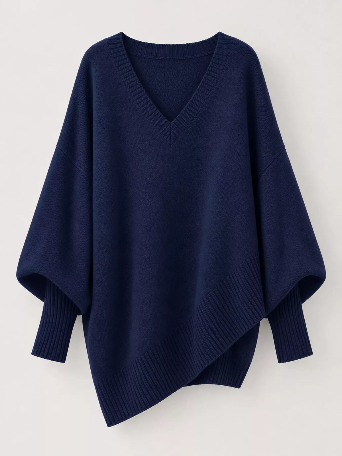 Full Size V-Neck Oversized Batwing Sleeve Sweater Plus Size