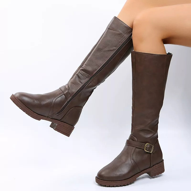 Round Toe Block Heels Boots