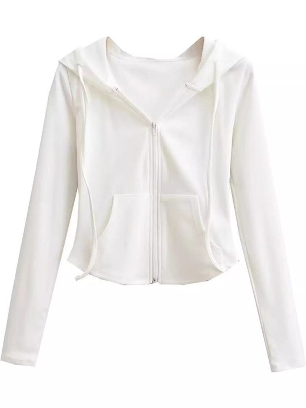 Drawstring Zip-Up Slim Fit Hoodie