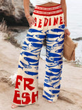 Plus Size Printed Wide Leg Pants
