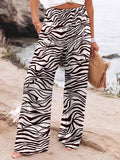 Plus Size Zebra Print High Waist Wide Leg Pants