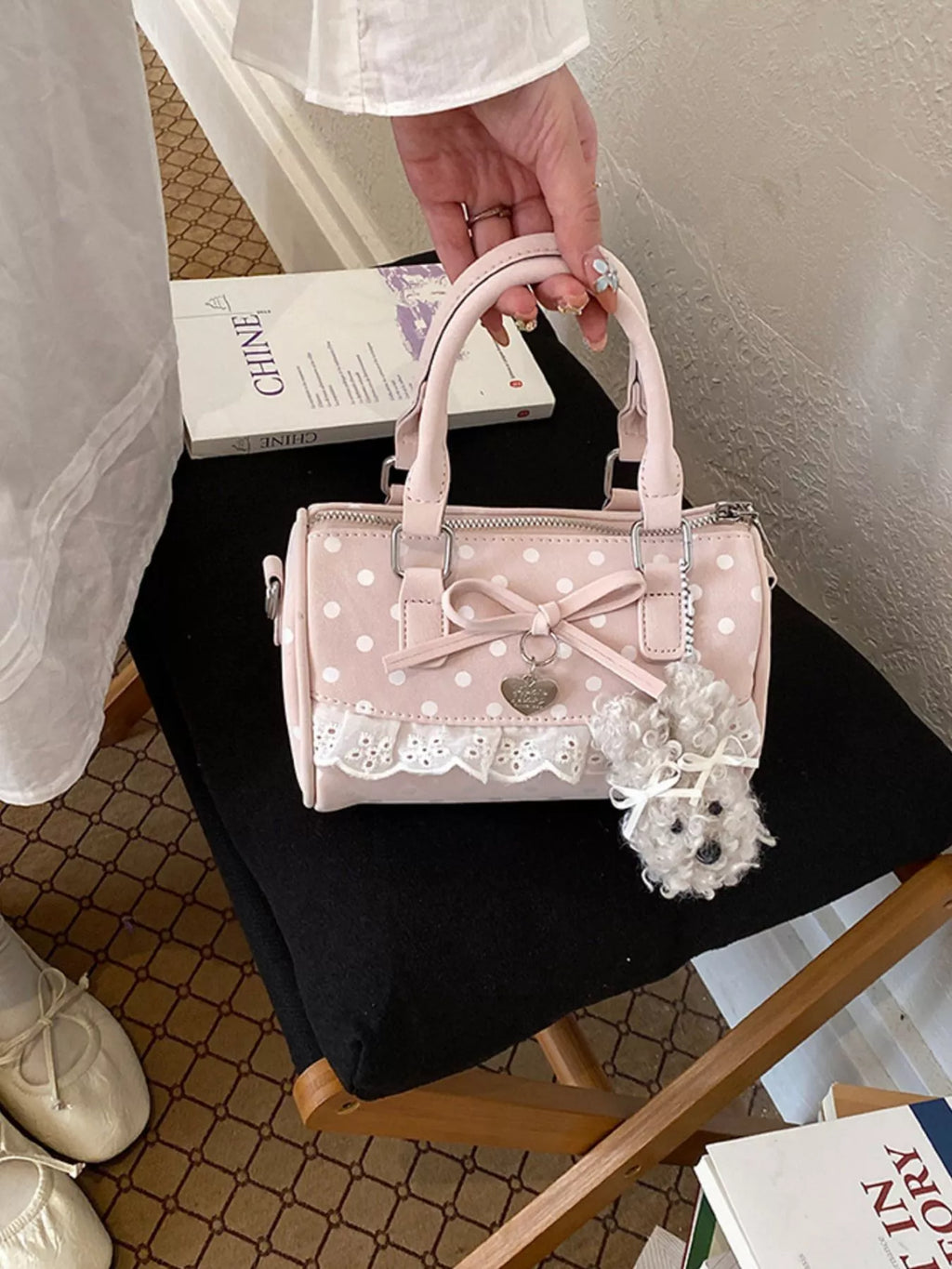 Polka Dot Bow Crossbody Bag