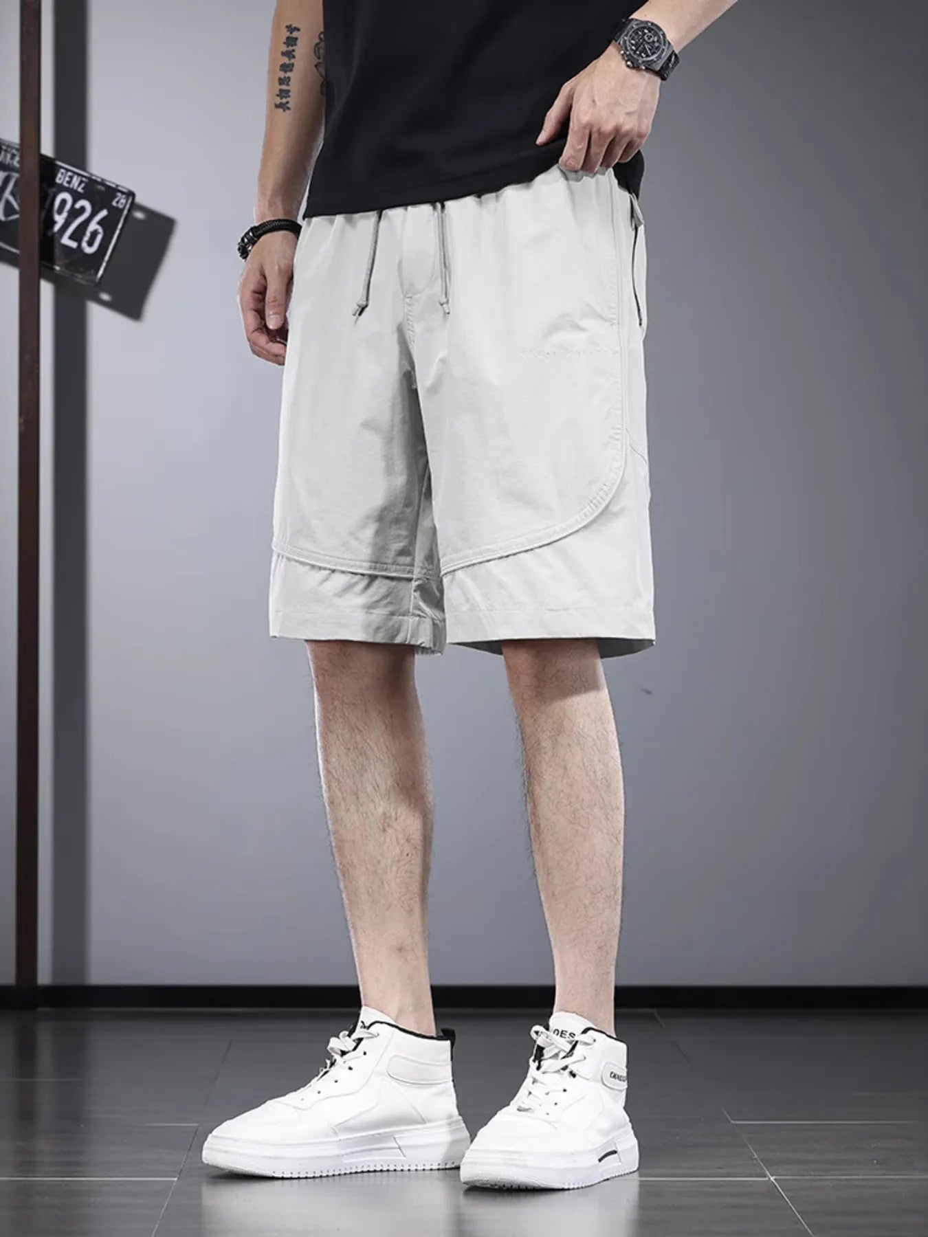 Men's Plus Size Drawstring Pocketed Shorts