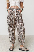 Leopard Print Ankle-Length Elastic Waist Pants