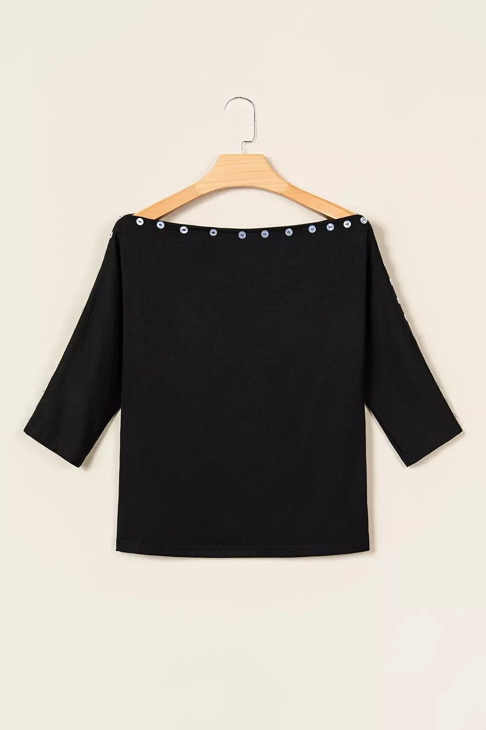 3/4 Sleeve Button Detail Off Shoulder Top