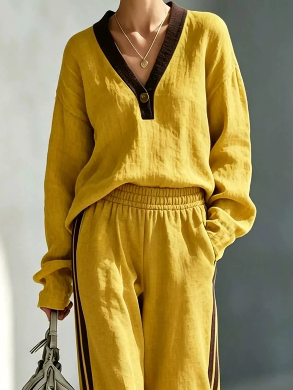 Long Sleeve Top and Side-Striped Joggers Set
