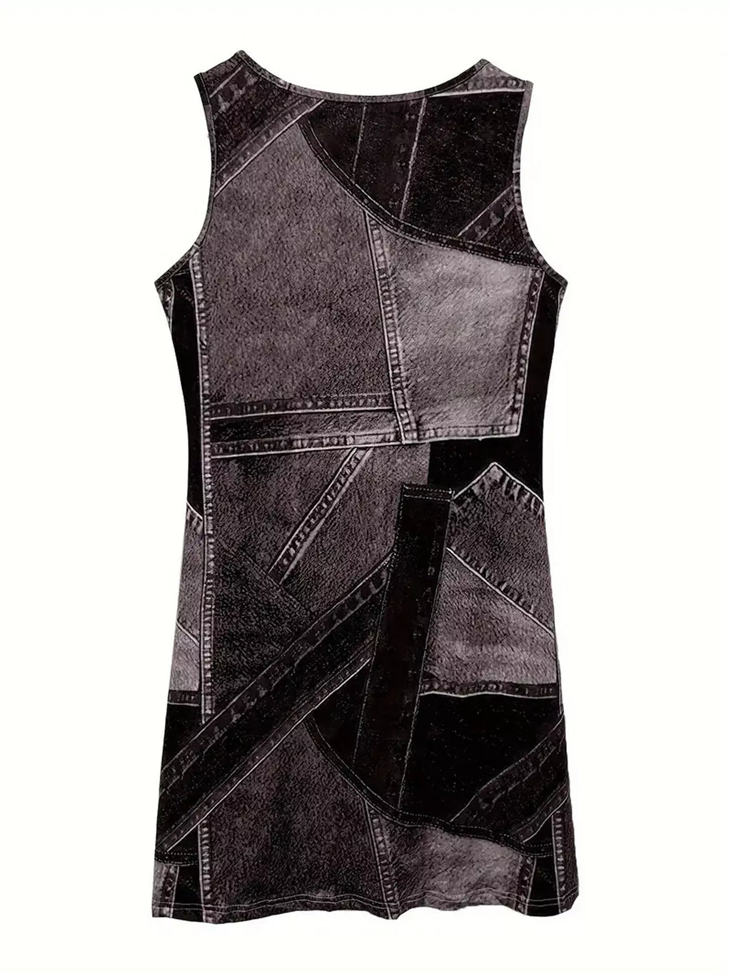 Patchwork Denim Sleeveless Dress