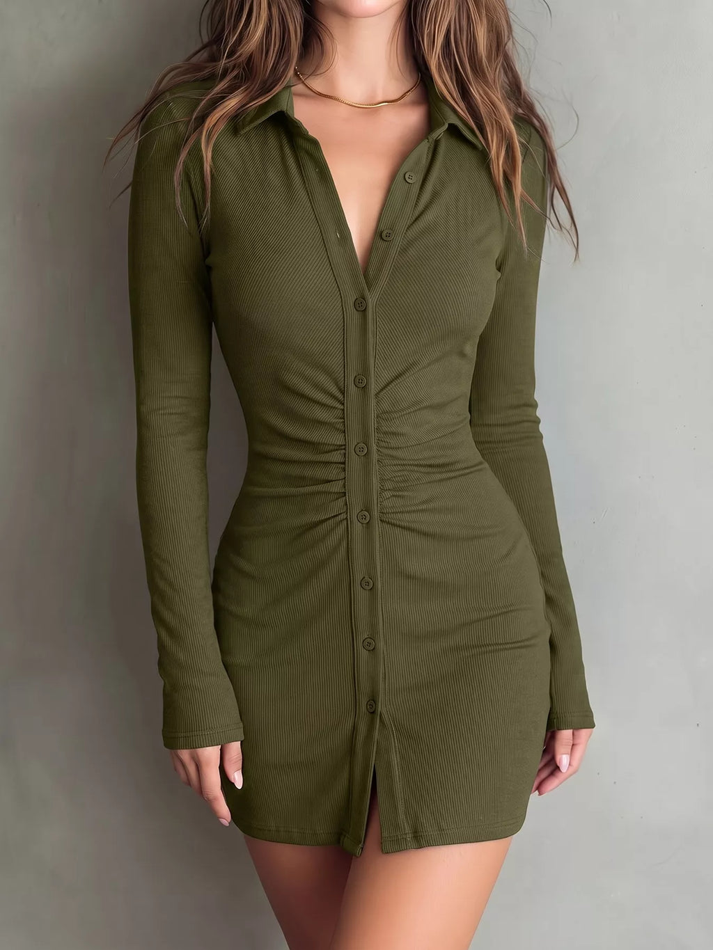Button-Down Bodycon Mini Dress