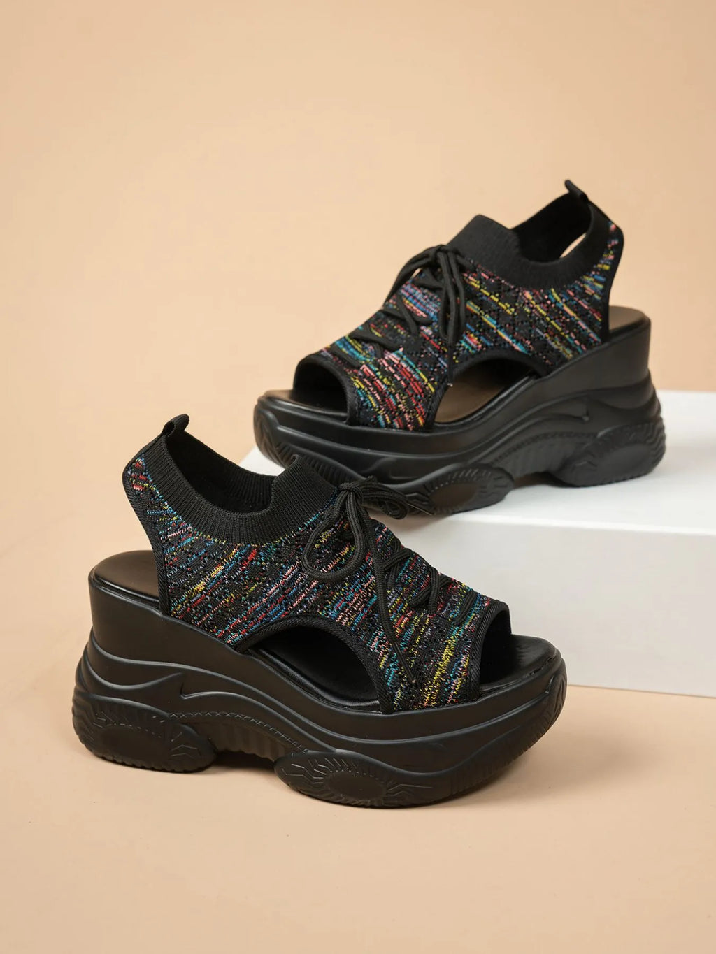 Lace Up Platform Wedge Sandals
