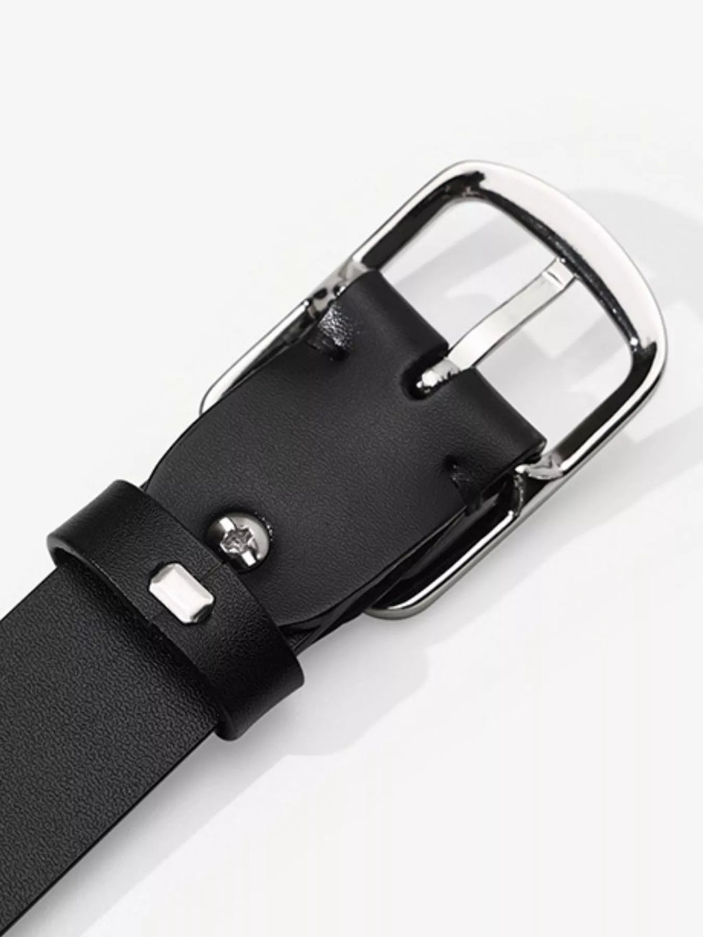 Classic Square Buckle Leather Belt