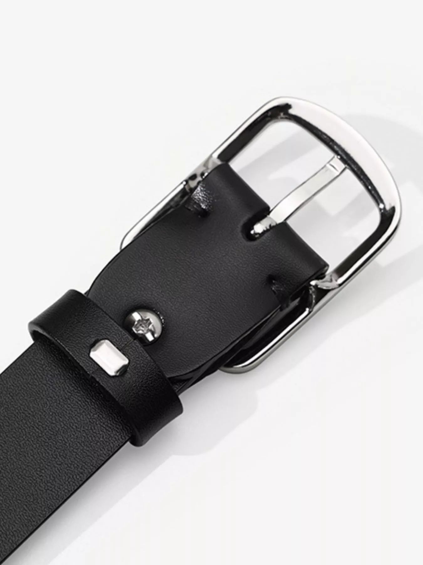 Classic Square Buckle Leather Belt