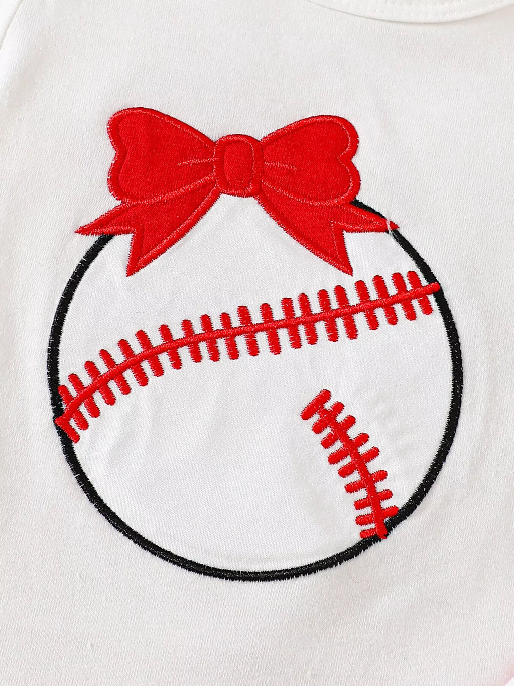 Children's Baseball Short Sleeve Bodysuit and Bow Pants Set with Headband