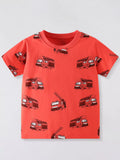 Children's Truck Print Crew Neck Short Sleeve T-Shirt