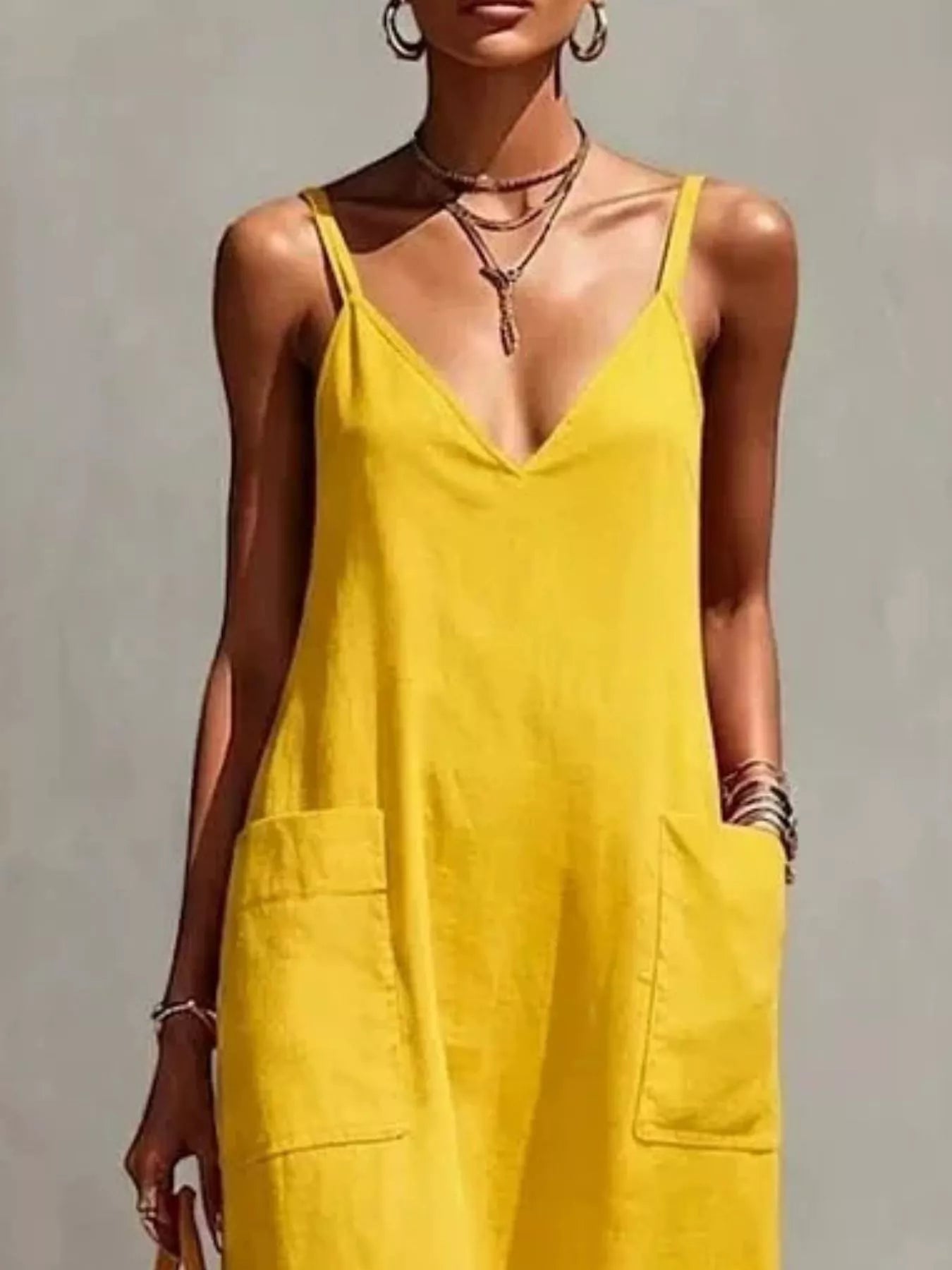 Full Size Fringe V-Neck Spaghetti Strap Dress Plus Size