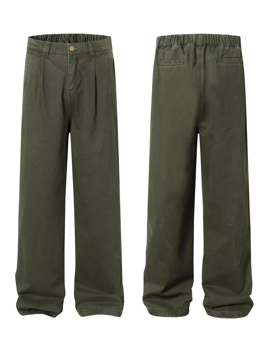 Men's Wide Leg Pants with Elastic Waistband