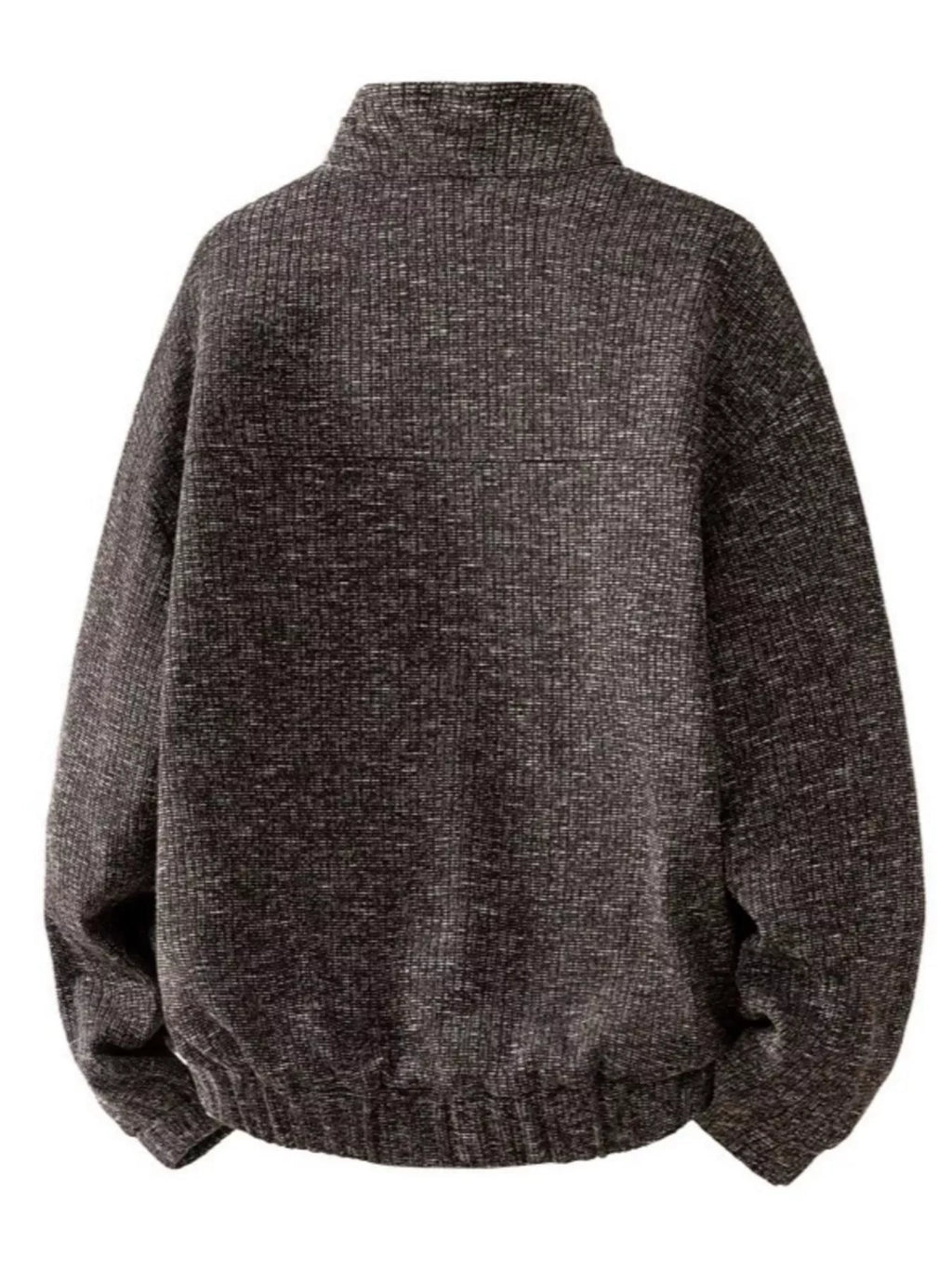 Men's Plus Size Stand Collar Textured Sweatshirt with Kangaroo Pocket