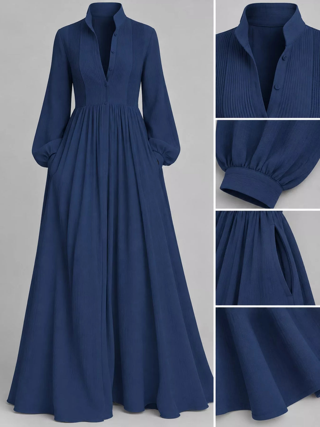 Full Size Long-Sleeve Button Front Maxi Dress Plus Size