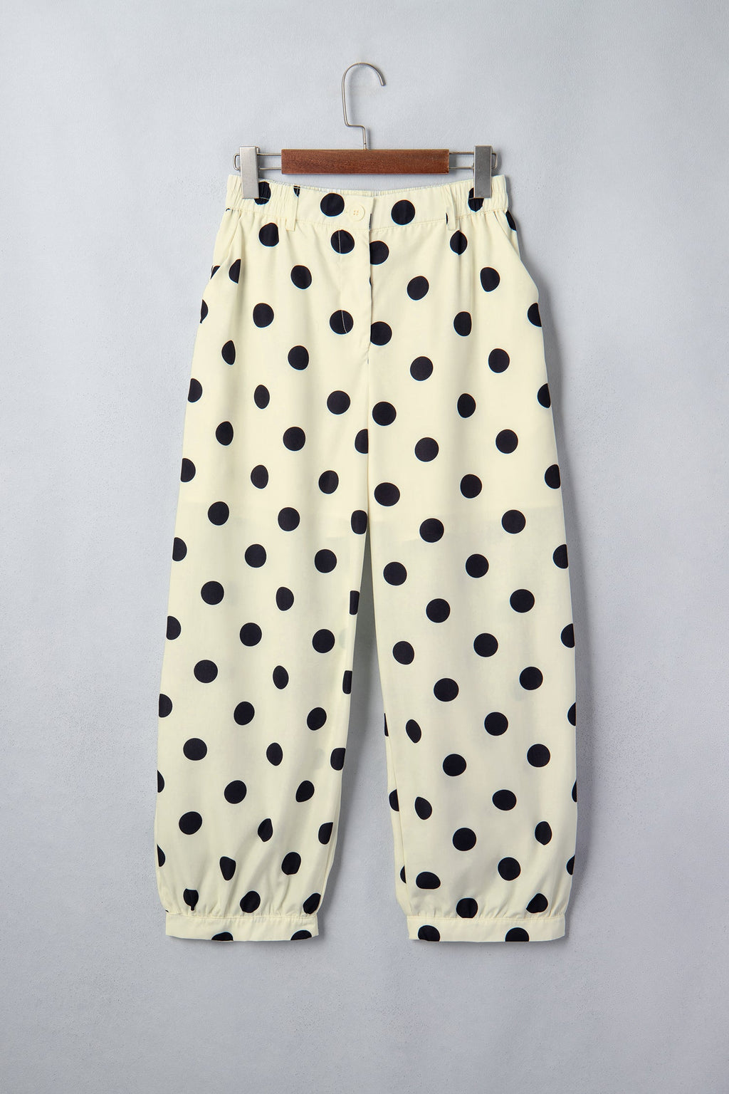 Black Polka Dot Ankle Length Harem Pants