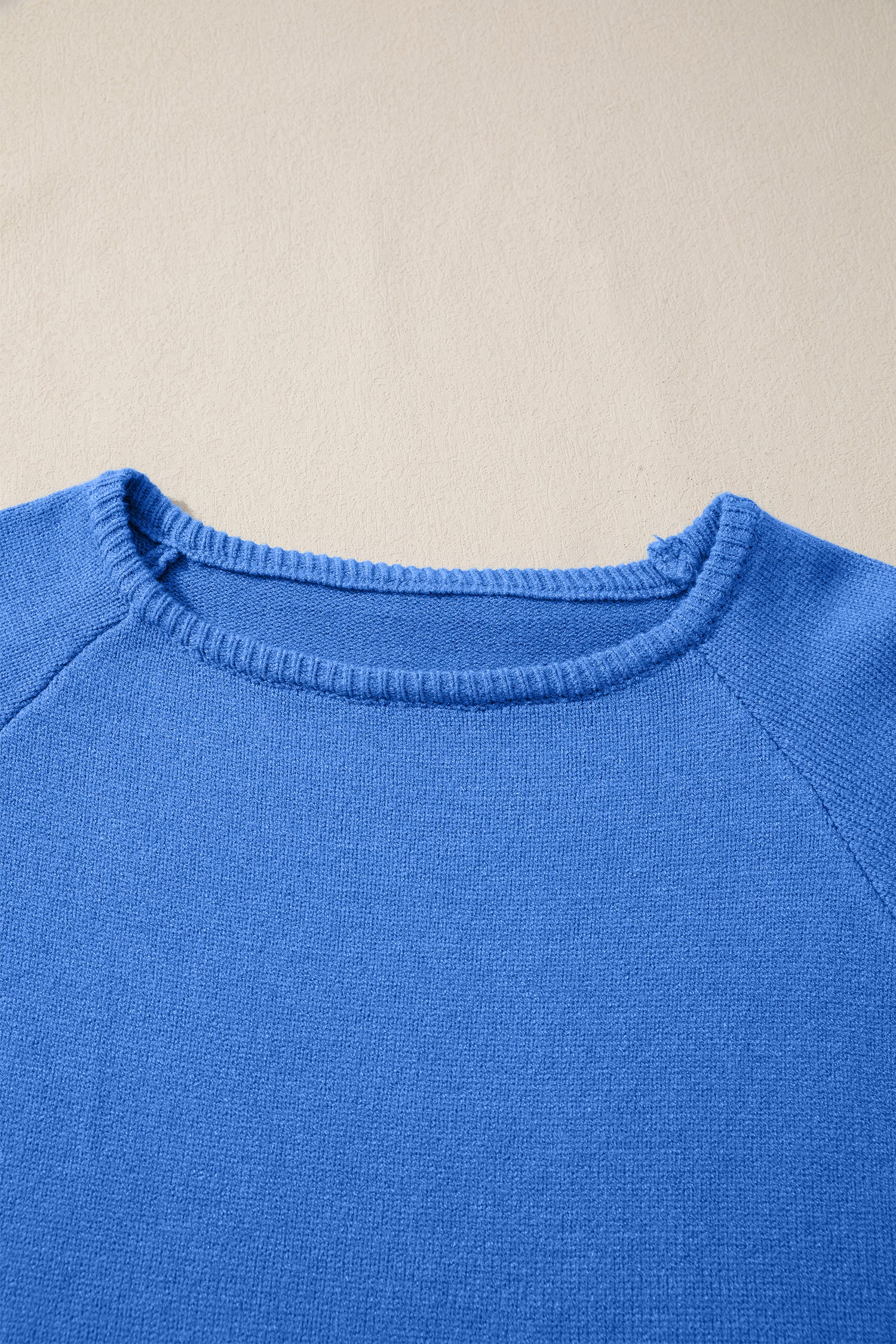 Sky Blue Solid Color Knit Loose Bracelet Sleeve Dolman Sweater