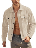 Men's Full Size Corduroy Button Up Casual Jacket Plus Size