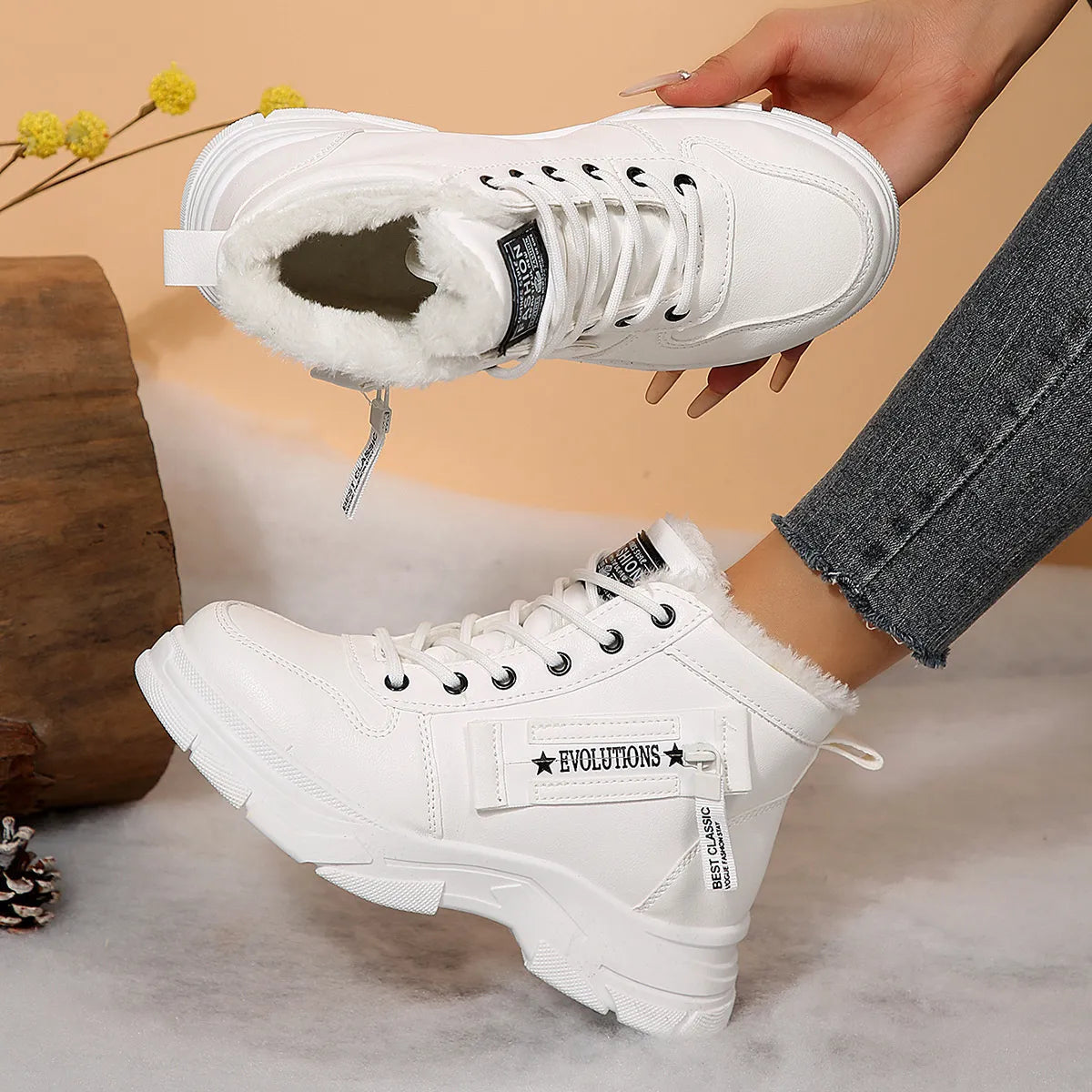 Premium Lace-Up Combat Boots with Fleece Line