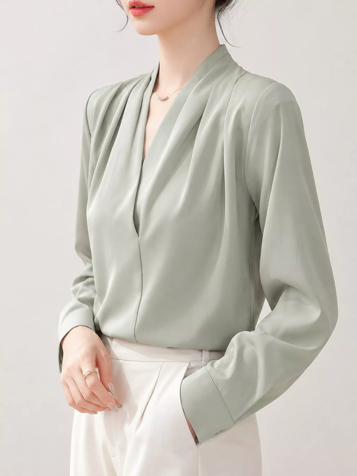 Long Sleeve Satin Blouse