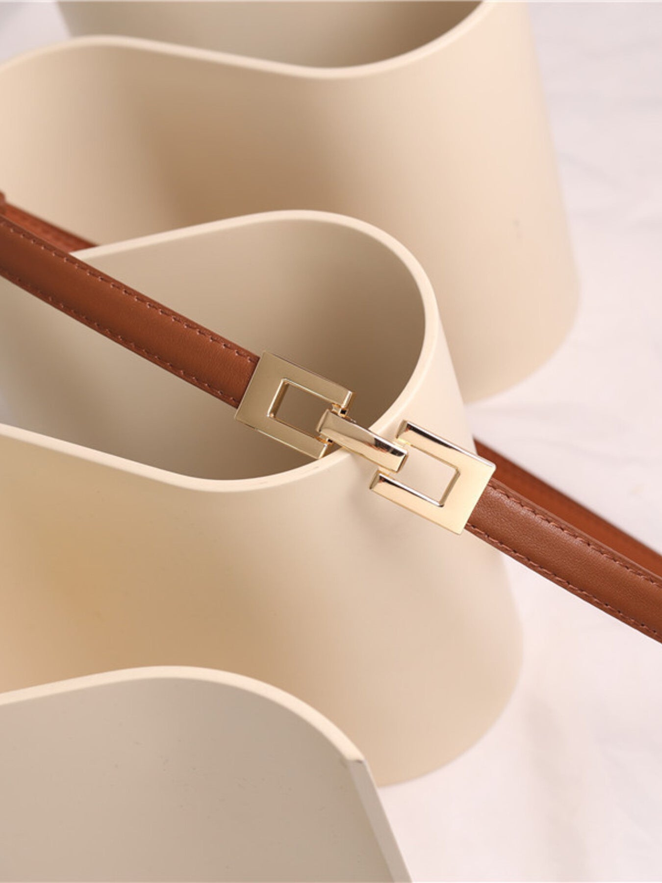 Skinny Belt with Golden Buckle