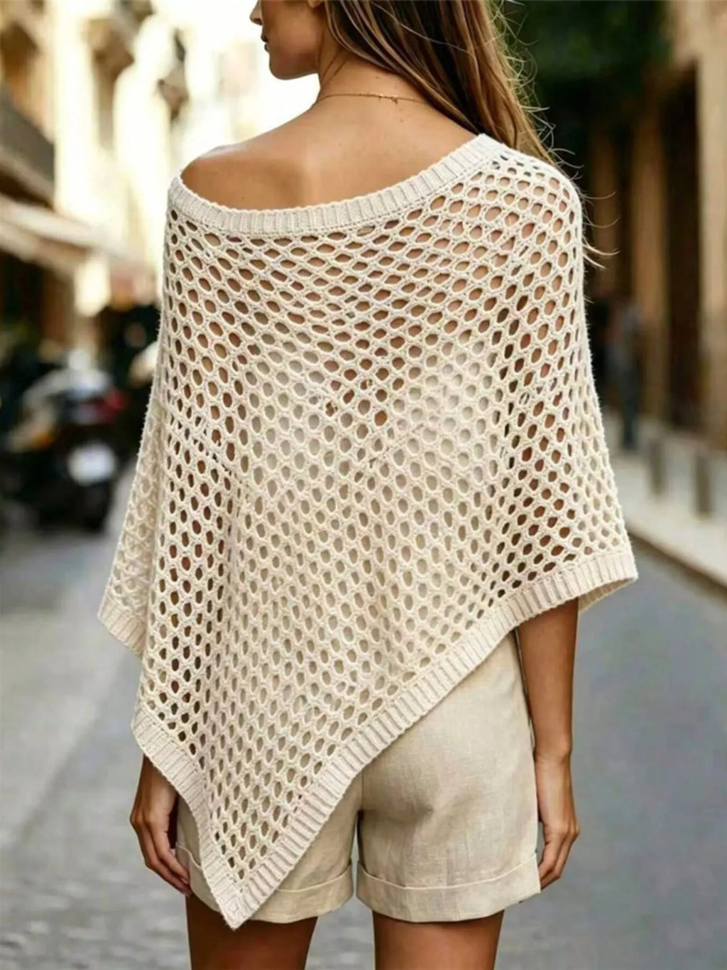Sheer Crochet Poncho Knit Cover Up