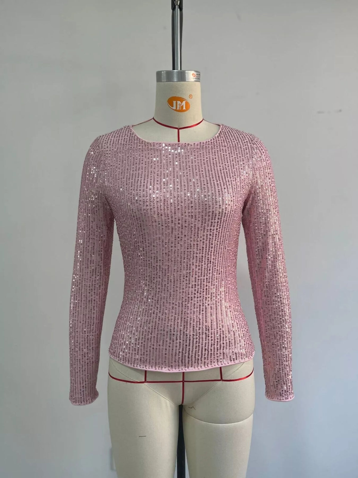 Sequin Long Sleeve Crop T-Shirt