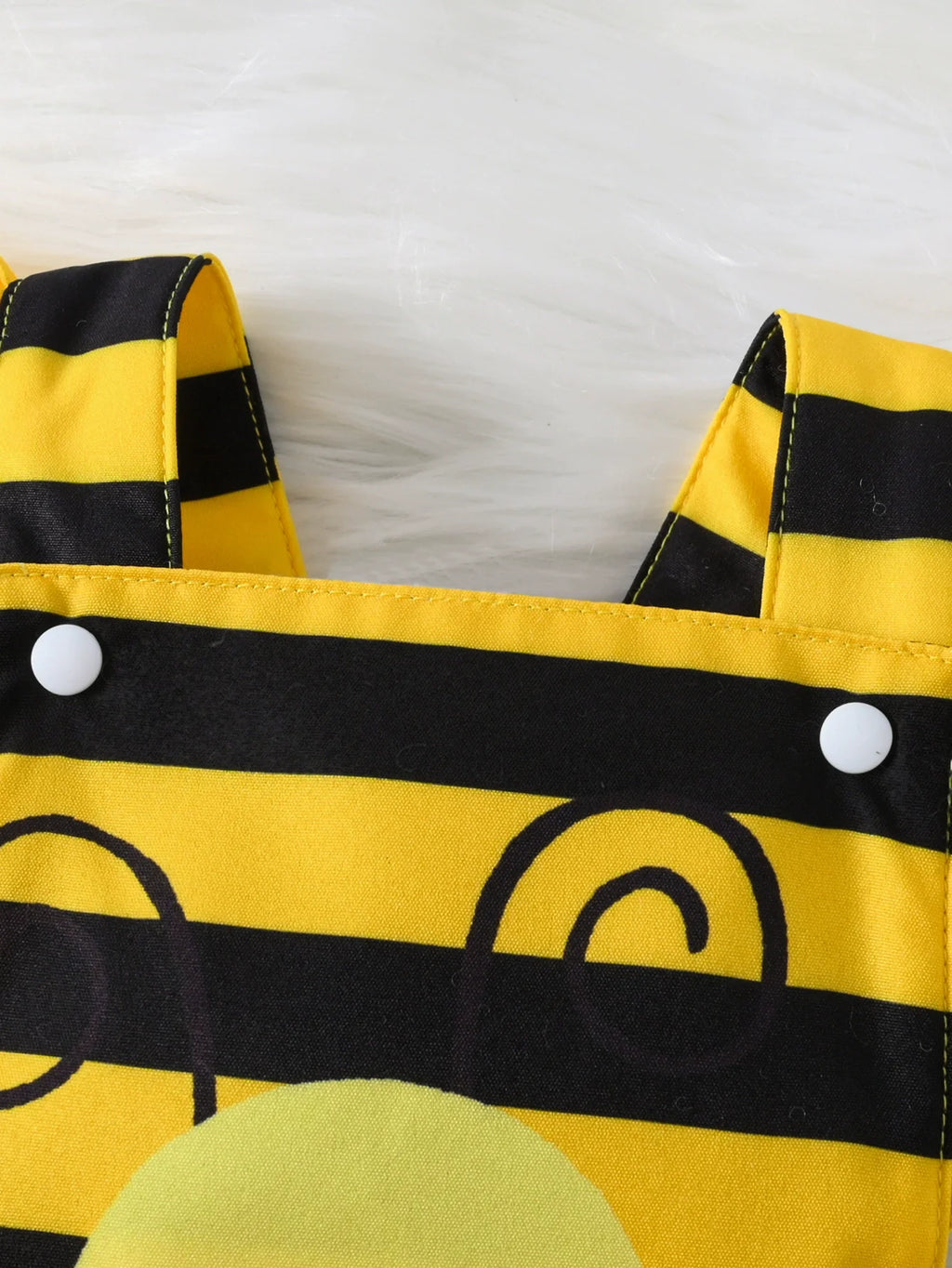 Children's Bee Striped Ruffle Bodysuit Dress with Headband
