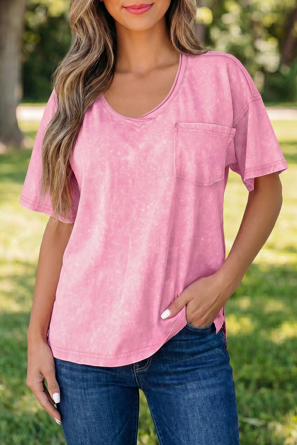 Sachet Pink Cotton Mineral Wash T Shirt