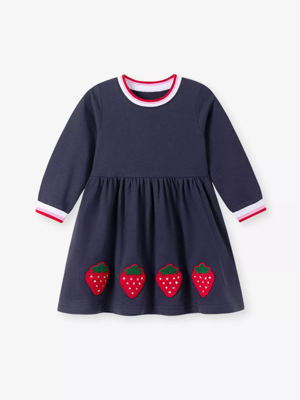 Children's Strawberry Long-Sleeve Casual Dress