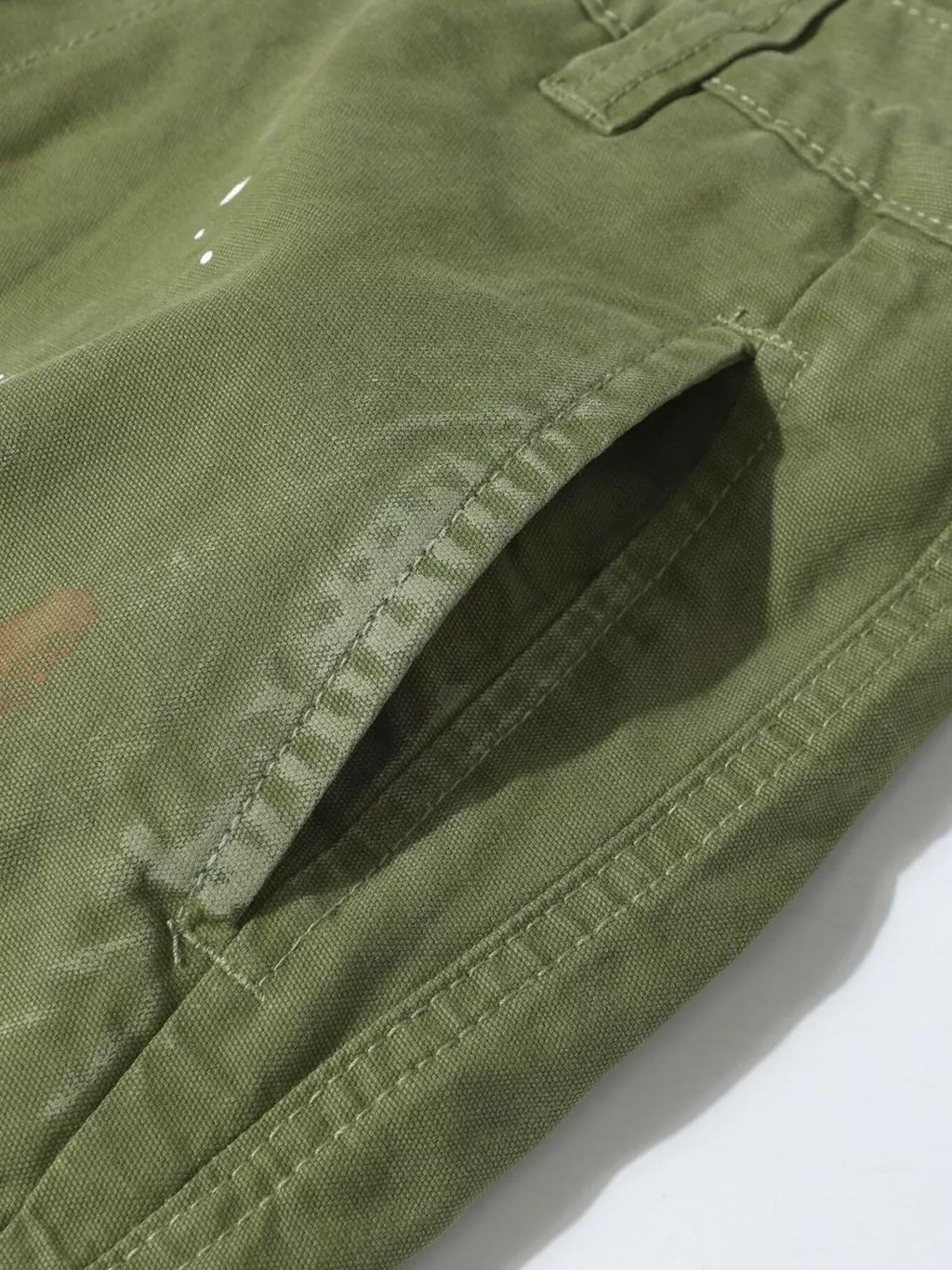 Men's Distressed Cargo Pants with Paint Splatter