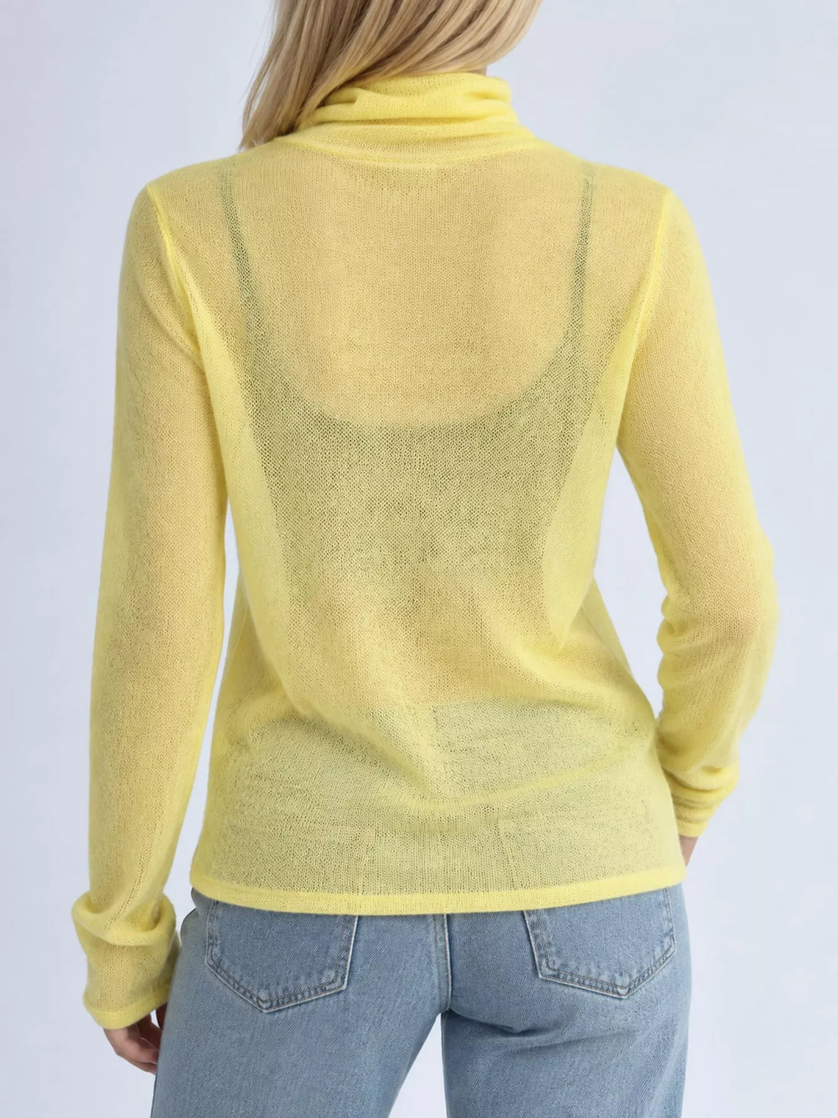 Sheer Turtleneck Knit Top