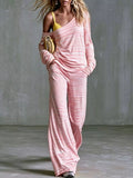 Full Size Striped One Shoulder Top and Pants Set Plus Size