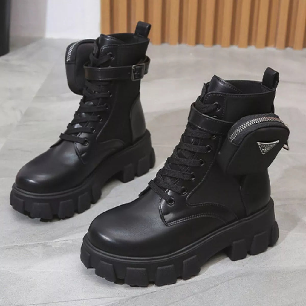 Lace Up Platform Ankle Boots