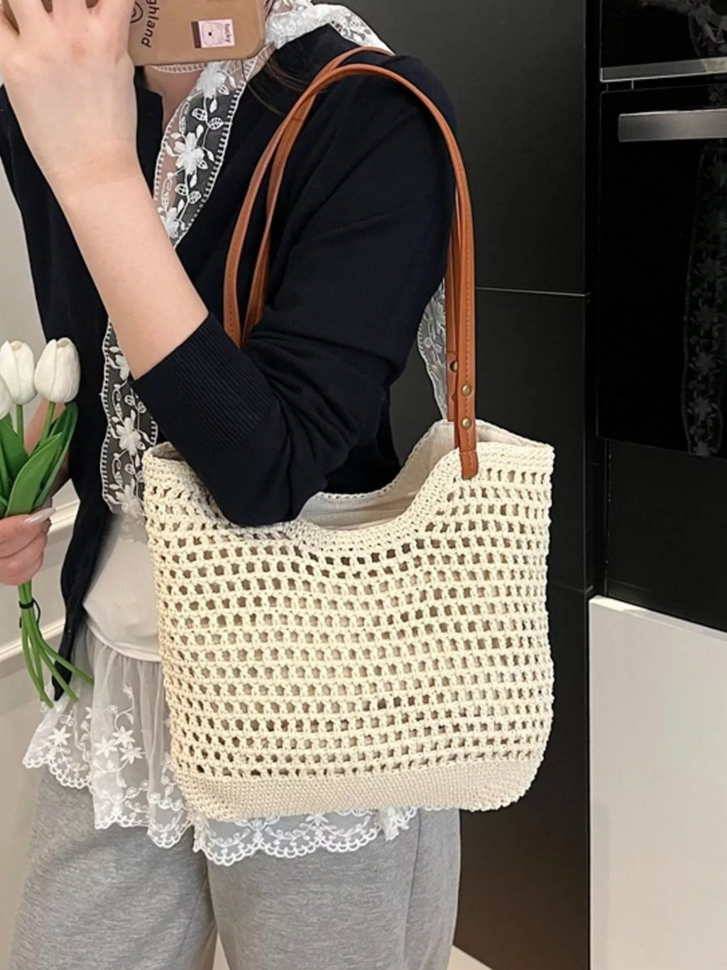 Woven Straw Shoulder Bag