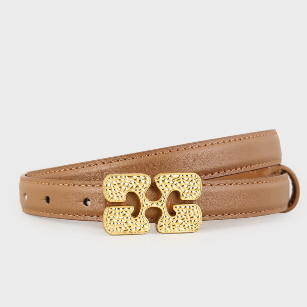 Gold Buckle Leather Belt