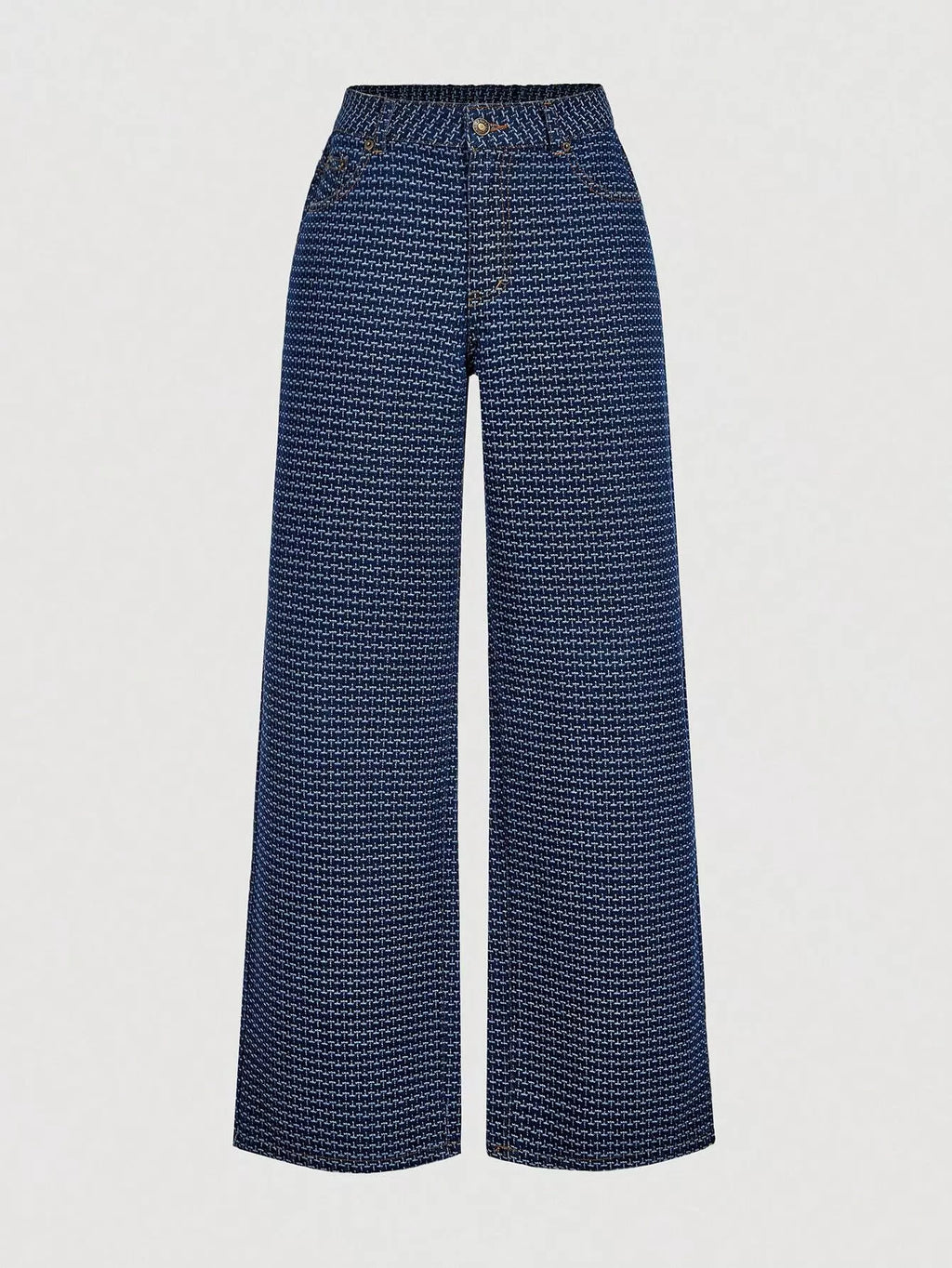 Halter Neck Denim Vest and Wide-Leg Jeans Set