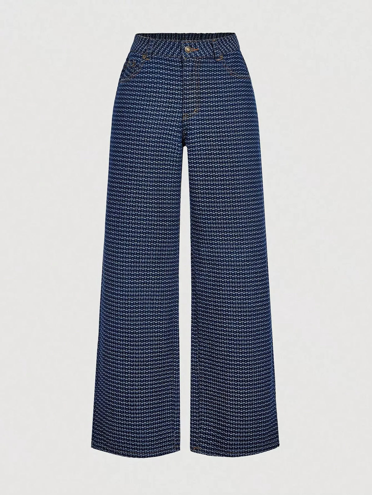 Halter Neck Denim Vest and Wide-Leg Jeans Set