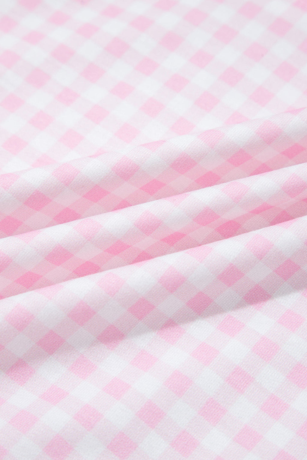 Pink Plaid Zip Neck Sleeveless Top Elastic Waist Shorts Casual Two Piece Short Set